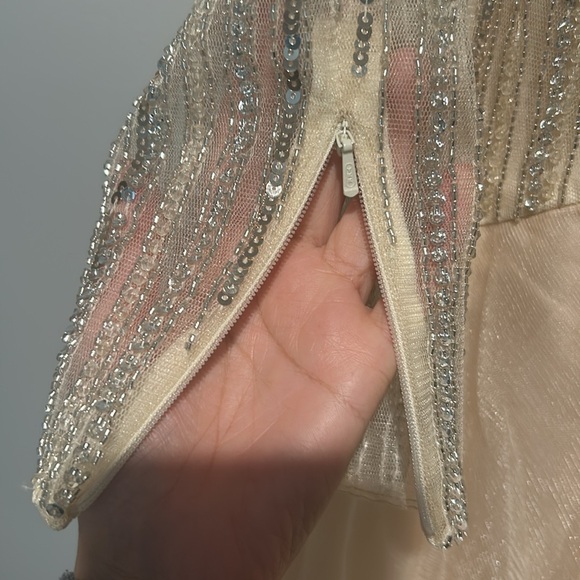 BASIX BLACK LABEL LONG SLEEVE SEQUINED GOWN IN CHAMPAGNE SIZE 6 - Picture 14 of 16